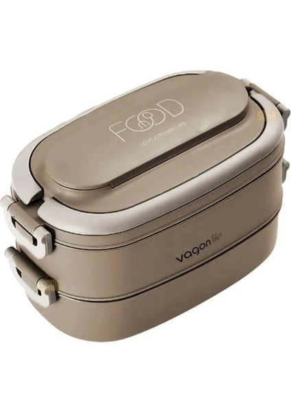 Bento 1140ML Lunchbox Yeni Koleksiyon 2 Katlı 4 Bölmeli Mini Kaseli Çelik Sefer Tası Yemek Kutusu