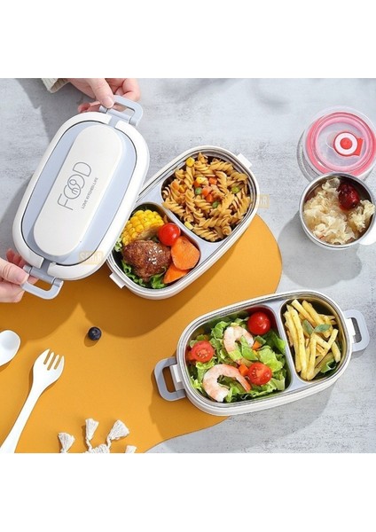 Bento 1140ML Lunchbox Yeni Koleksiyon 2 Katlı 4 Bölmeli Mini Kaseli Çelik Sefer Tası Yemek Kutusu indirimleri