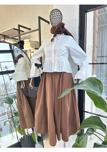 Kolları Pileli Gömlek Beyaz fiyatları