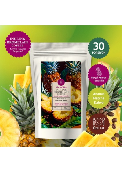 Inulin & Bromelain Coffee - Inulin, Bromelain, Matcha ve Ananaslı Form Kahve, 90 gr