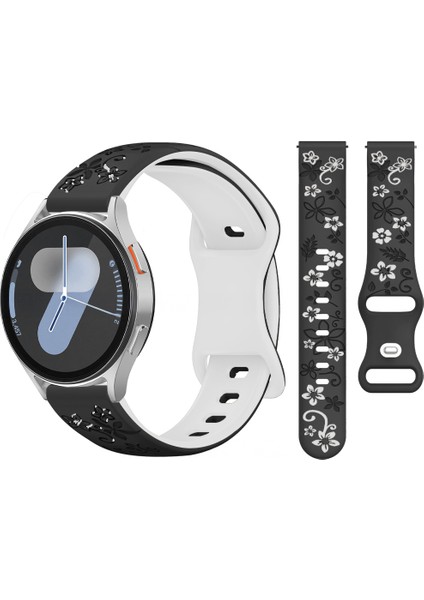 Samsung Galaxy Watch 6 7 Serisi ile Uyumlu Floraflex Çiçek Desenli Silikon Kordon
