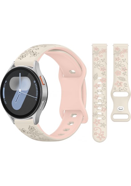 Samsung Galaxy Watch 6 7 Serisi ile Uyumlu Floraflex Çiçek Desenli Silikon Kordon
