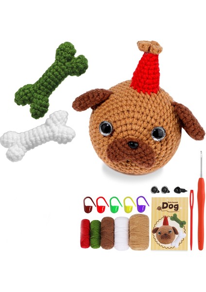 Dıy Basa Köpek Tığ Işi Seti Örgü Iplik Iğneleri Peluş Bebek Kolay (Yurt Dışından)