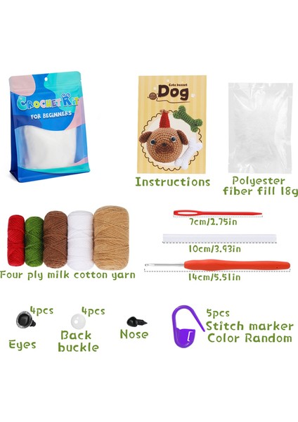 Dıy Basa Köpek Tığ Işi Seti Örgü Iplik Iğneleri Peluş Bebek Kolay (Yurt Dışından) fiyatları