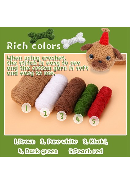 Dıy Basa Köpek Tığ Işi Seti Örgü Iplik Iğneleri Peluş Bebek Kolay (Yurt Dışından) modelleri