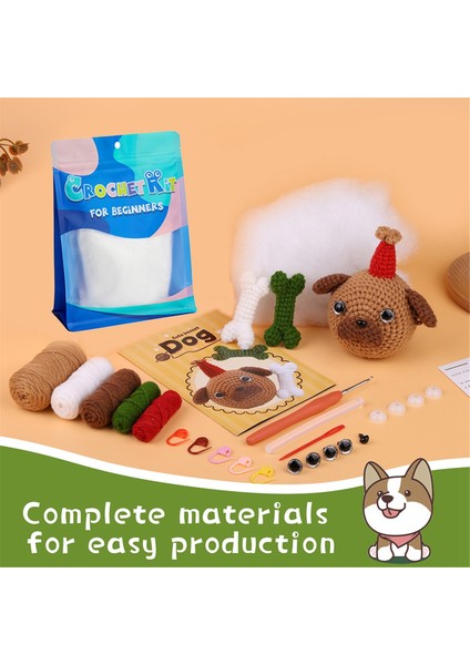 Dıy Basa Köpek Tığ Işi Seti Örgü Iplik Iğneleri Peluş Bebek Kolay (Yurt Dışından) fırsatları