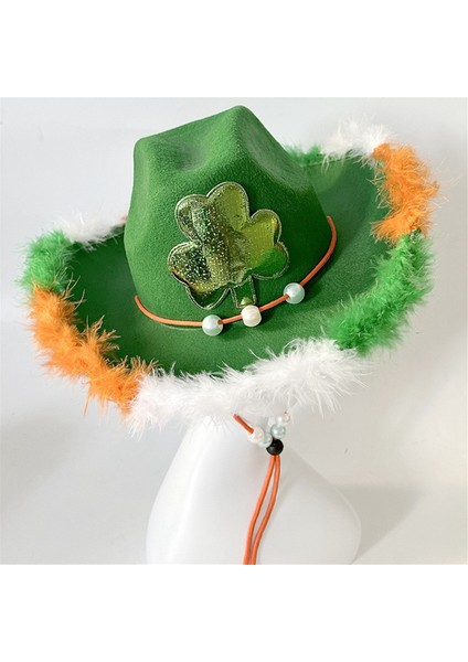 . 's Day Yeşil Yonca Batı Kovboy Şapkası Süslemesi (Yurt Dışından) fırsatları