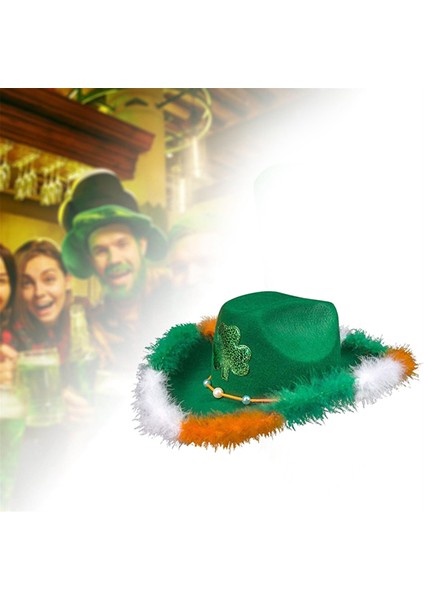 . 's Day Yeşil Yonca Batı Kovboy Şapkası Süslemesi (Yurt Dışından) indirimleri
