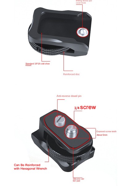Sıcak Ayakkabı Adaptörü 1/4 Vida Güvenlik 360 Dönebilen Dslr Kamera Rig Için Mikrofon Monitör Flaş Işığı Soğuk Ayakkabı Montajı, Tip C (Yurt Dışından)