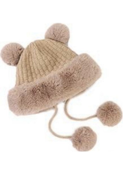 Kadınlar Için Kış Ponponlu Bere Şapkalar -Örgü, Suni Kürk, (Yurt Dışından)