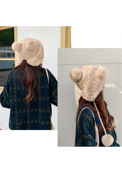 Kadınlar Için Kış Ponponlu Bere Şapkalar -Örgü, Suni Kürk, (Yurt Dışından) fırsatları