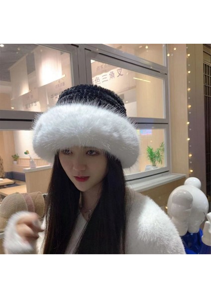 Kış Sahte Kürk Kova Şapka Sıcak, Siyah (Yurt Dışından)