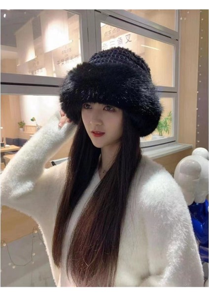 Kış Sahte Kürk Kova Şapka Sıcak, Siyah (Yurt Dışından) fiyatları