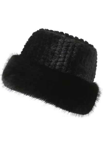 Kış Sahte Kürk Kova Şapka Sıcak, Siyah (Yurt Dışından) indirimleri