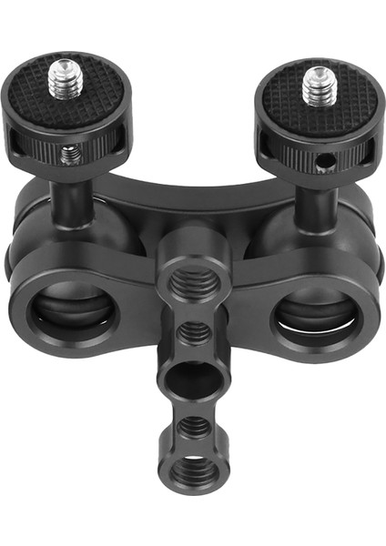 Çift 1/4 Küresel Baş Adaptörü Sihirli Kol Yengeç Kelepçesi 3/8 Montaj Işık Alan Monitörü Kamera Standı Braketi - Siyah (Yurt Dışından)