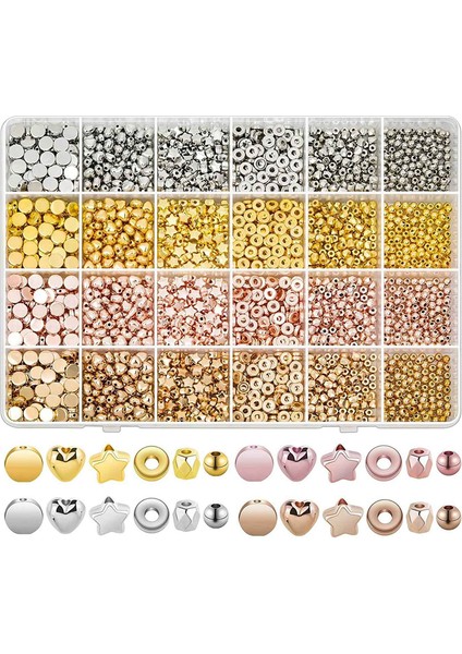 Spacer Boncuk Seti Çeşitli Bilezik Boncukları Yuvarlak Boncuklar (Yurt Dışından)