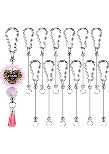 Boncuklu Anahtarlık Çubukları Gümüş Boncuklu Anahtarlık Toplu Dıy Boş Anahtarlık (Yurt Dışından)