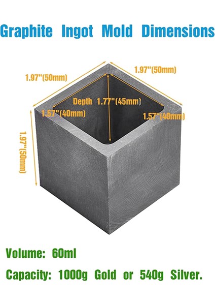 Grafit Külçe Kalıbı 60ML Kapasiteli Pota Kalıbı 3 Paket (Yurt Dışından) modelleri