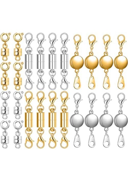 24 Adet 3 Stil Manyetik Kolye Tokaları Kapatmaları Takı Yapımı Için (Yurt Dışından)