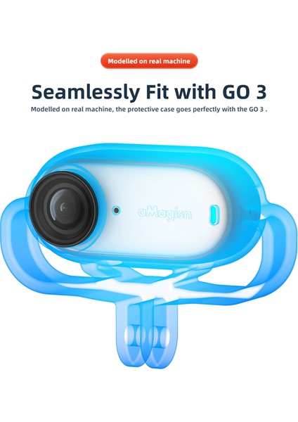 Amagısn Darbeye Dayanıklı Silikon Kılıf INSTA360 Go 3 Koruyucu Çerçeve Montajı 1/4 Dişli Adaptör Koruyucu Kapak, Dikey Siyah (Yurt Dışından)