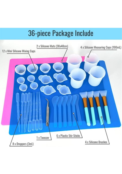 Epoksi Reçine Karıştırma Araçları Seti 36 Parça Yumuşak Silikon Reçine Araçları Malzemeleri (Yurt Dışından) fiyatları