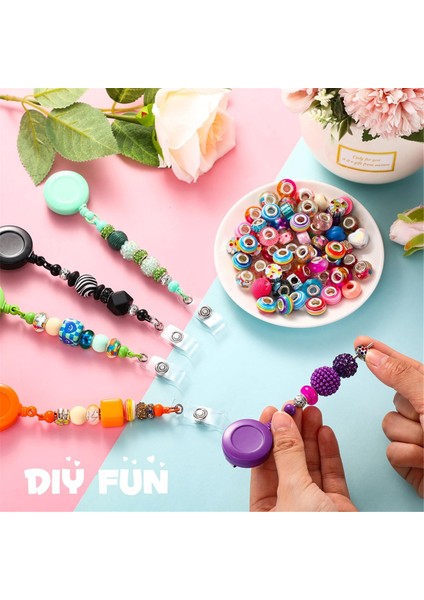 50 Adet Boncuklu Rozet Makarası Geri Çekilebilir Klips Tutucu (Yurt Dışından) indirimleri