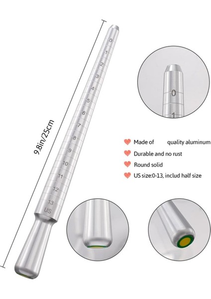 Yüzük Ölçer Çekiçlenebilir Yüzük Mandrel ve Mücevher Kauçuk Tokmağı (Yurt Dışından) fiyatları