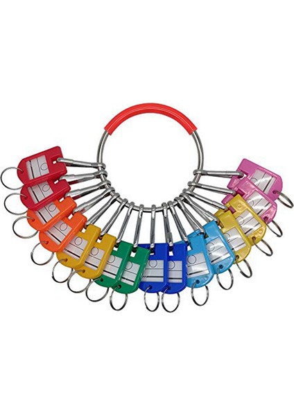 Taşınabilir Metal Halka Anahtar Düzenleyici 16 Yaylı Kanca ve Anahtar Etiketli (Yurt Dışından)