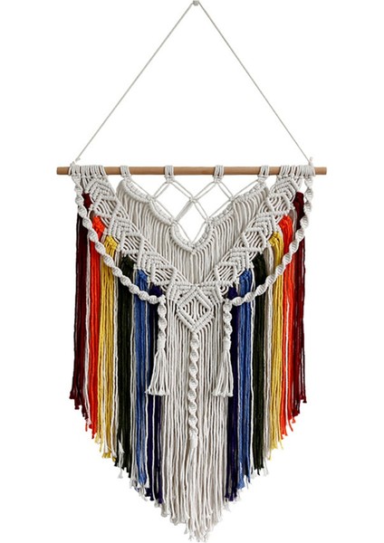 Renkli Püsküller El Dokuma Goblenler Iskandinav Odası Duvar Süsleri A (Yurt Dışından)