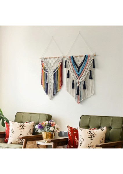 Renkli Püsküller El Dokuma Goblenler Iskandinav Odası Duvar Süsleri A (Yurt Dışından) fırsatları