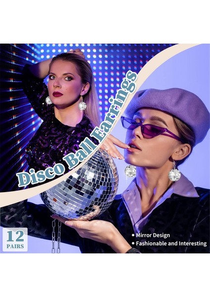 12 Çift Kadın Disko Topu Küpe 60'lar Ayna Topu Küpe Gümüş (Yurt Dışından) fırsatları