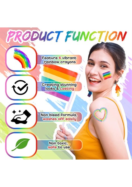 Yüz Vücut Boya Seti Gökkuşağı Makyaj Çubuğu Kutlamalar Için C (Yurt Dışından) modelleri
