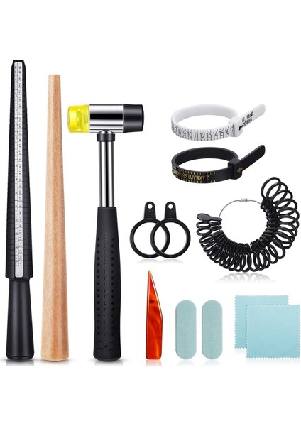 Yüzük Ölçüsü Ölçme Alet Kemeri 11 Parça Yüzük Mandrel Seti (Yurt Dışından)