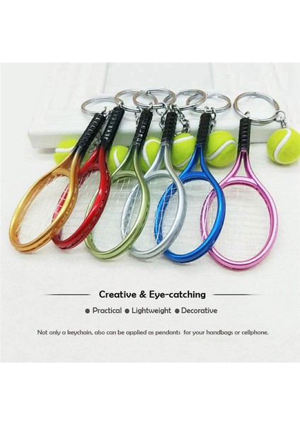 12 Adet Mini Tenis Raketi Anahtarlık Anahtarlık Bölünmüş Halka Anahtarlık (Yurt Dışından) modelleri