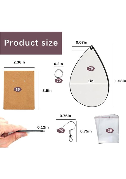 70 Adet Süblimasyon Küpe Boşlukları Toplu Çift Taraflı Mdf Ahşap Boşluk (Yurt Dışından)