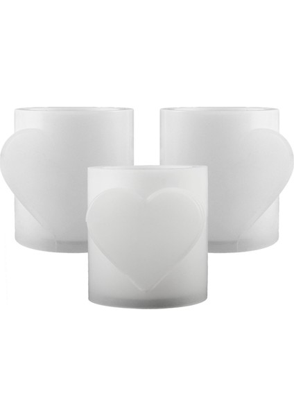 3 Adet Aşk Kupası Silikon Kalıp Beton Kalp Mum Kavanozu (Yurt Dışından)