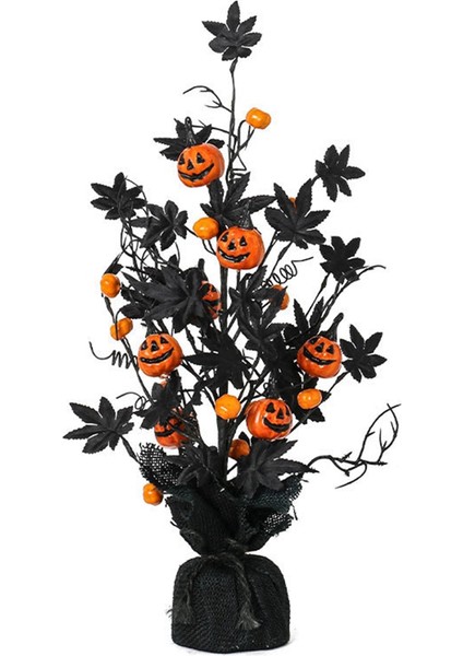 Cadılar Bayramı Süslemeleri Siyah Korkunç Balkabağı Akçaağaç Yaprağı Dekorasyon Ağacı (Yurt Dışından)