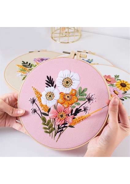 Yeni Başlayanlar Için 5 Set Nakış Seti Çiçek Deseni ve Araçlar Dahil (Yurt Dışından) indirimleri