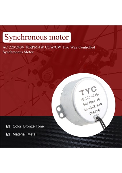 Ac 220/240V 30RPM 4W Ccw/cw Iki Yönlü Kontrollü Senkron Motor (Yurt Dışından)