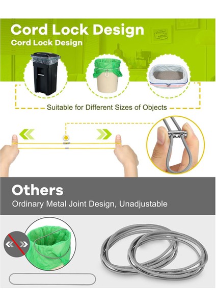 6 Adet Çöp Kutusu Bantları Kordonu Ayarlanabilir 8-33 Galon Çöp Kutularına Uyar B (Yurt Dışından) modelleri