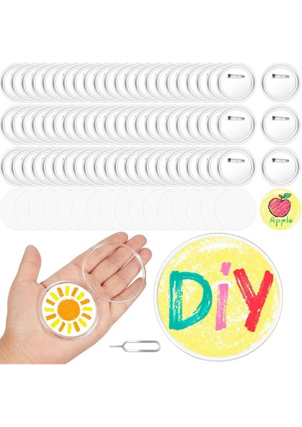 100 Adet Akrilik Şeffaf Düğmeler Dıy El Sanatları Okul Aktiviteleri Için 2.25 Inç (Yurt Dışından)