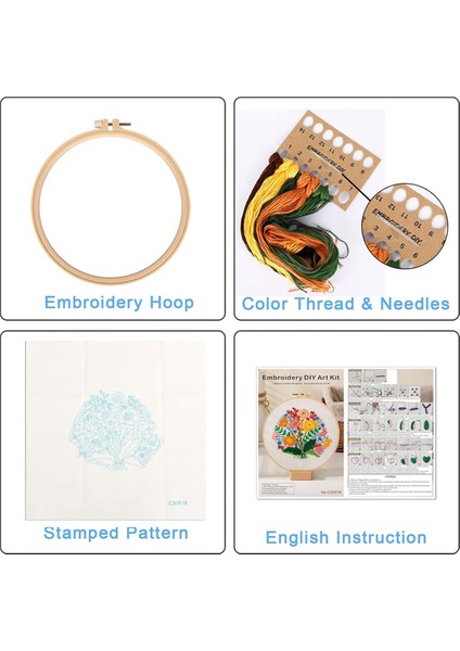 Yeni Başlayanlar Için 4 Set Dıy Nakış Seti Renkli Iplikler ve Araçlar Dahil (Yurt Dışından) modelleri