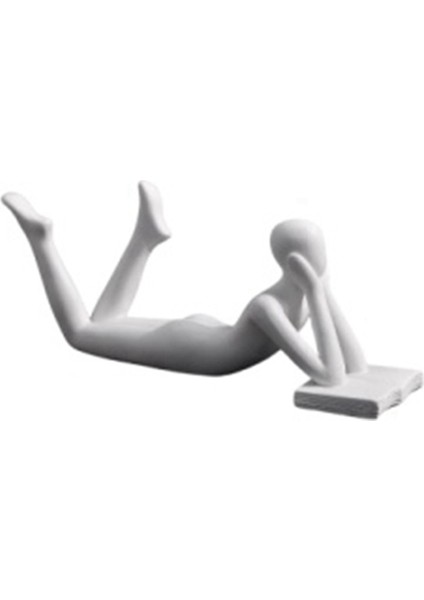 Heykel Modern Sanat Süsleme Ev Ofis Dekor El Sanatları Beyaz C (Yurt Dışından)