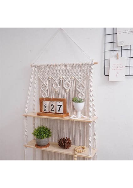 Duvara Asılan Raflar Makrome Boho Yüzen Bitki Fotoğrafları Depolama Rafı (Yurt Dışından) modelleri