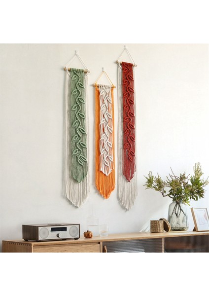 Nordic Leaf Dokuma Makrome Goblen Asılı Boho Püskül Duvar Askısı C (Yurt Dışından) modelleri