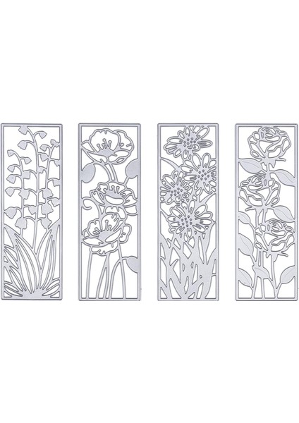 4 Adet Metal Çiçek Bitki Çerçevesi Kesme Kalıpları Çiçek Metal Kalıpları (Yurt Dışından)