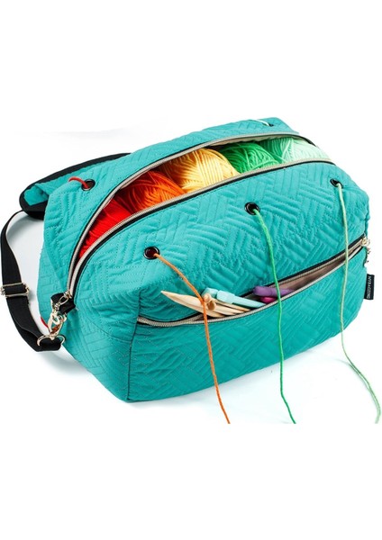 Tığ Işi Çanta Düzenleyici Örgü Çantası Iplik Saklama Düzenleyici - Mavi (Yurt Dışından)