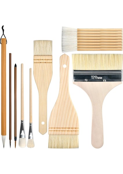 9 Parça Seramik Sır Fırçası Seti Ahşap Uzun Saplı Sır Fırçaları (Yurt Dışından)