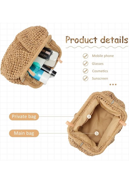 Kadınlar Için Hasır Çanta Bulut Köfte Kese Yaz Plaj Dokuma Çanta (Yurt Dışından) fiyatları