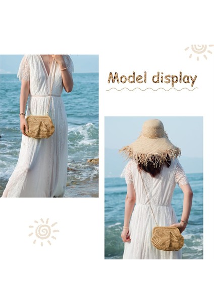 Kadınlar Için Hasır Çanta Bulut Köfte Kese Yaz Plaj Dokuma Çanta (Yurt Dışından) modelleri